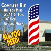 US Flag Pattern (Waves) Windless Feather Banner Flag Kit (Flag, Pole, & Ground Mt)