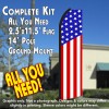USA American (Vertical Classic) Flutter Feather Banner Flag Kit (Flag, Pole, & Ground Mt)