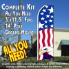 USA PATRIOTIC (Eagle) Flutter Feather Banner Flag Kit (Flag, Pole, & Ground Mt)