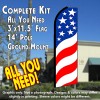 USA SWIRLS Flutter Feather Banner Flag Kit (Flag, Pole, & Ground Mt)
