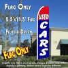 USED CARS 2.5 (Red/Blue) Flutter Feather Banner Flag (11.5 x 2.5 Feet)