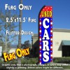USED CARS (Blue/White/Stars) Flutter Polyknit Feather Flag (11.5 x 2.5 feet)