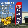 USED CARS (Red/Blue) Flutter Feather Banner Flag Kit (Flag, Pole, & Ground Mt)