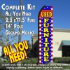 USED FURNITURE (Blue/Yellow/Stars) Flutter Feather Banner Flag Kit (Flag, Pole, & Ground Mt)