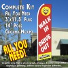WALK IN DRIVE OUT (Red/Yellow) Flutter Feather Banner Flag Kit (Flag, Pole, & Ground Mt)