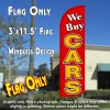 We Buy Cars (Red/Yellow) Windless Polyknit Feather Flag (3 x 11.5 feet)