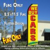 WE BUY CARS (Yellow/Red) Flutter Polyknit Feather Flag (11.5 x 2.5 feet)