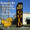 WE BUY GOLD (Black/Gold) Flutter Feather Banner Flag Kit (Flag, Pole, & Ground Mt)
