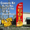 We Buy Gold (Red/Gold/Coins) Windless Feather Banner Flag Kit (Flag, Pole, & Ground Mt)