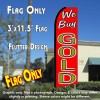 WE BUY GOLD (Red/Gold) Flutter Feather Banner Flag (11.5 x 3 Feet)