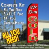 WE BUY GOLD (Red/Gold) Flutter Feather Banner Flag Kit (Flag, Pole, & Ground Mt)