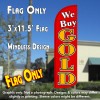 We Buy Gold (Red) Windless Polyknit Feather Flag (3 x 11.5 feet)