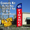 WE FINANCE (Blue/Red) Windless Feather Banner Flag Kit (Flag, Pole, & Ground Mt)
