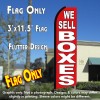 WE SELL BOXES (Red/White) Flutter Feather Banner Flag (11.5 x 3 Feet)