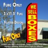 WE SELL BOXES (Red/Yellow) Flutter Feather Banner Flag (11.5 x 3 Feet)