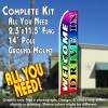 WELCOME DRIVE IN (Multi-colored) Flutter Feather Banner Flag Kit (Flag, Pole, & Ground Mt)