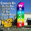 WELCOME (Multi-colored) Flutter Feather Banner Flag Kit (Flag, Pole, & Ground Mt)