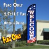 WELCOME (Patriotic White) Windless Polyknit Feather Flag (2.5 x 11.5 feet)