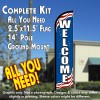 Welcome (Patriotic) Windless Feather Banner Flag Kit (Flag, Pole, & Ground Mt)