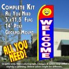 WELCOME (Smiley) Flutter Feather Banner Flag Kit (Flag, Pole, & Ground Mt)