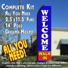 WELCOME WALK IN (Blue/White) Flutter Feather Banner Flag Kit (Flag, Pole, & Ground Mt)