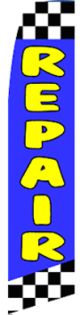 Repair (Blue/Checkered) Windless Advertising Feather Banner – Complete Flag Kit