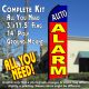 AUTO ALARM (Blue/Red) Flutter Feather Banner Flag Kit (Flag, Pole, & Ground Mt)
