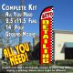 AUTO DETAILING (Red/Checkered) Windless Feather Banner Flag Kit (Flag, Pole, & Ground Mt)