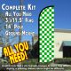 Checkered GREEN/WHITE Windless Feather Banner Flag Kit (Flag, Pole, & Ground Mt)