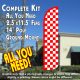 Checkered RED/WHITE Windless Feather Banner Flag Kit (Flag, Pole, & Ground Mt)
