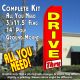 DRIVE THRU (Red/White) Flutter Feather Banner Flag Kit (Flag, Pole, & Ground Mt)