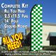 Checkered GREEN/WHITE Flutter Feather Banner Flag Kit (Flag, Pole, & Ground Mt)