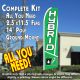 HYBRID (Green) Flutter Feather Banner Flag Kit (Flag, Pole, & Ground Mt)