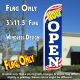 Now Open (Patriotic) Windless Polyknit Feather Flag (3 x 11.5 feet)