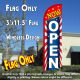Now Open (Starburst) Windless Polyknit Feather Flag (3 x 11.5 feet)