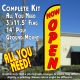 Now Open (Yellow/Red) Windless Feather Banner Flag Kit (Flag, Pole, & Ground Mt)