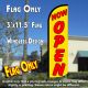 Now Open (Yellow/Red) Windless Polyknit Feather Flag (3 x 11.5 feet)