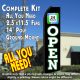 OPEN 24 Hours (Black/White) Flutter Feather Banner Flag Kit (Flag, Pole, & Ground Mt)