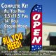 OPEN (Blue/Red/Stars) Flutter Feather Banner Flag Kit (Flag, Pole, & Ground Mt)