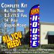OPEN HOUSE (Blue/White/Stars) Windless Feather Banner Flag Kit (Flag, Pole, & Ground Mt)