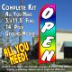 OPEN (Multi-colored) Flutter Feather Banner Flag Kit (Flag, Pole, & Ground Mt)