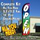 OPEN (Multicolor) Windless Feather Banner Flag Kit (Flag, Pole, & Ground Mt)