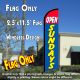 OPEN SUNDAYS (Red/Blue) Windless Feather Banner Flag (2.5 x 11.5 Feet)