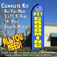 PET GROOMING (Blue) Flutter Feather Banner Flag Kit (Flag, Pole, & Ground Mt)
