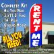 RENT ME (Red/Blue) Flutter Feather Banner Flag Kit (Flag, Pole, & Ground Mt)