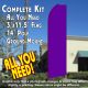 Solid PURPLE Flutter Feather Banner Flag Kit (Flag, Pole, & Ground Mt)