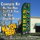 TIRES SALE (Green) Flutter Feather Banner Flag Kit (Flag, Pole, & Ground Mt)