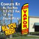E-CIGS VAPOR SOLD HERE (Yellow/Red) Windless Feather Banner Flag Kit (Flag, Pole, & Ground Mt)