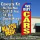 WE BUY CARS (Blue/Red) Flutter Feather Banner Flag Kit (Flag, Pole, & Ground Mt)