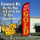WE BUY GOLD (Red) Windless Feather Banner Flag Kit (Flag, Pole, & Ground Mt)